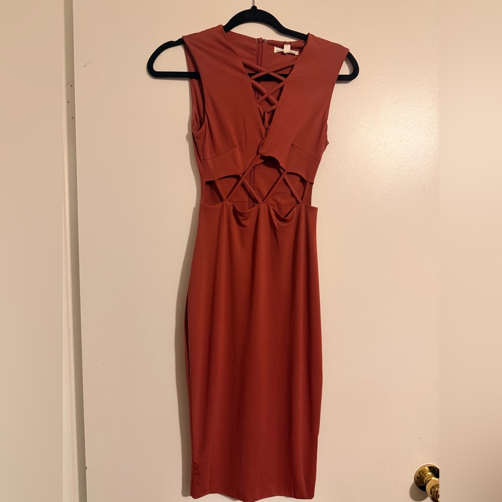 Dance & Marvel Terracotta Backless Dress